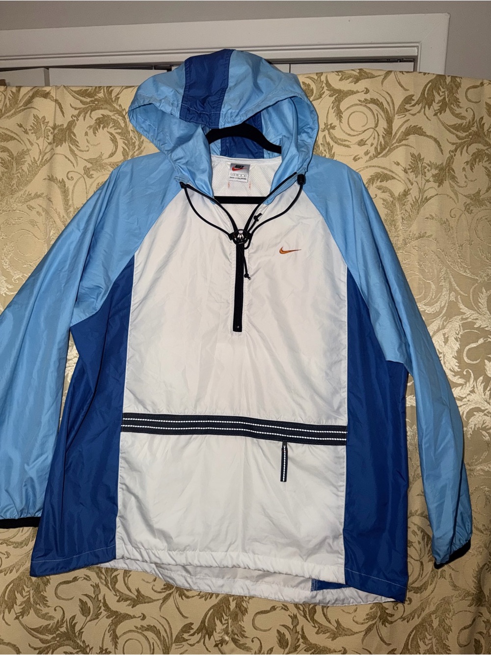 Nike Three-Tone Blue & White Hooded Windbreaker Pullover